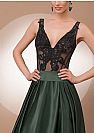 Hunter Green Evening Dresses with See Through Appliqued Bodice