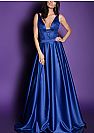 Sexy Double V-Neck Beaded Royal Blue Evening Dresses