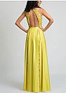 Stunning Yellow Prom Dresses Open Back with Lace Appliques