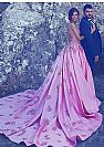 Stunning Pink Embroidered Prom Dress with Long Train