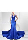 Royal Blue Mermaid Prom Dresses with Insert Sheer Applique