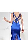 Royal Blue Mermaid Prom Dresses with Insert Sheer Applique