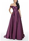 Stunning Ruched Grape Evening Dresses Off the Shoulder with Pockets