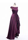 Grape Flowy Hi-low Prom Dresses with Lace Up Back