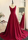 Lace Up Burgundy Ball Gown Evening Dresses