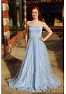 Strapless Light Blue Evening Dresses with Dotted Tulle Skirt