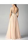Champagne Tulle Evening Gowns with Floral Appliqued Top