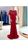 Sparkling Beaded Evening Dresses with Cape Sleeves