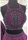 Two Pieces Grape Crystal Beaded Bodice Prom Dresses