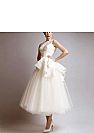 Stylish White Tulle Evening Dresses Backless with Ruffles