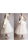 Stylish White Tulle Evening Dresses Backless with Ruffles