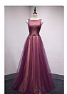 Purple Tulle and Champagne Evening Dresses with Beaded Belt