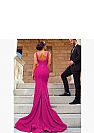 Sexy Side Slit Fuschia Mermaid Evening Dresses