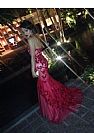 Shining Red Beaded Applique Mermaid Prom Dresses