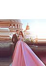 Stunning Off the Shoulder Pleated Pink Ball Gowns with Flowers