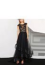 Elegant Tiered Hi-low Evening Dresses with Short Sleeves
