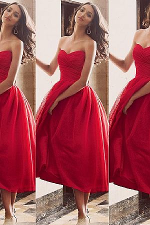 Pretty Ruched Sweetheart Tulle Prom Dresses for Graduation