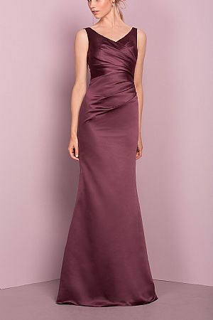 Simple Ruched Purple Evening Dresses Long