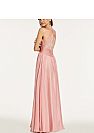 Ruched Blush Chiffon Prom Dresses with Inserted Lace & Criss-Cross Straps