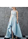 Ice Blue Lace Beaded Hi-low Prom Dresses