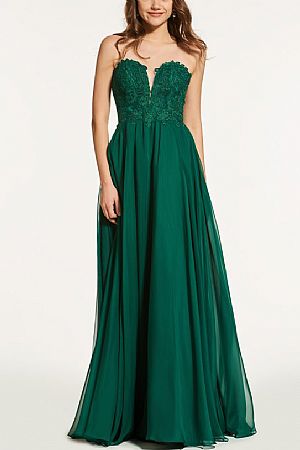 Elegant Green Applique A-line Chiffon Evening Dresses