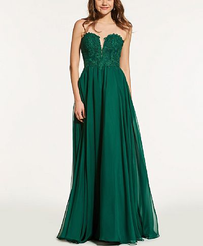 Elegant Green Applique A-line Chiffon Evening Dresses