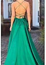 Stunning Green High Slit Prom Dresses with Intricate Straps & Pockets