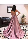 Sexy Mauve High Split Prom Dresses with Intricate Straps
