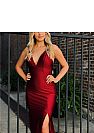 Sexy Burgundy High Split Evening Dresses with Criss-cross Straps