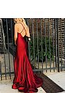 Sexy Burgundy High Split Evening Dresses with Criss-cross Straps