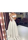 Gorgeous Off Shoulder White Prom Dresses with High Split