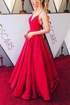 Red Carpet Celebrity Evening Dresses Spaghetti Ball Gowns