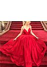 Red Carpet Celebrity Evening Dresses Spaghetti Ball Gowns