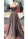 Designer Brown Halter Side Split Evening Dresses