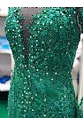 Emerald Front Split Lace Beading Evening Dresses