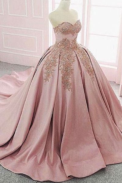Pink Sweetheart Ball Gown Prom Quinceanera Dress
