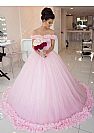 Pink Tulle Ball Gown Prom Dress Quinceanera Gowns