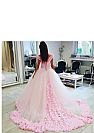 Pink Tulle Ball Gown Prom Dress Quinceanera Gowns