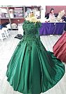 Stunning Green Satin Ball Gown Prom Dress