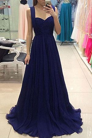 Royal Blue Long Chiffon Prom Evening Dress