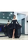 Hi Low Prom Dress with Boat Neck Long Sleeves