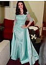 Sky Blue Formal Evening Gowns with Detachable Skirt