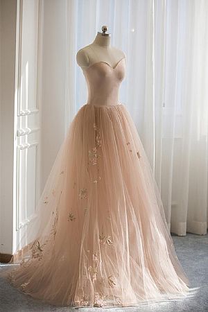 Sweetheart Nude Pink Prom Dress Formal Gowns