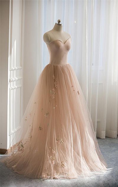 Sweetheart Nude Pink Prom Dress Formal Gowns