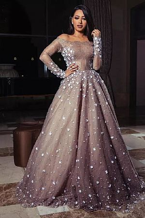 Glamorous Tulle Ball Gown Evening Dress with Pearls
