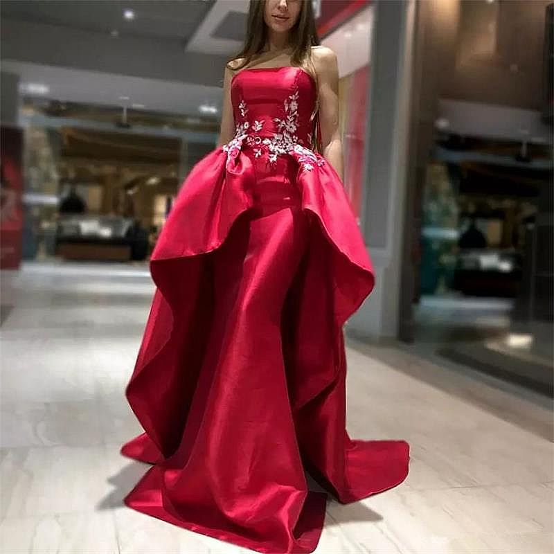 Strapless Red Evening Dress Pageant ...