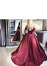 Wine Red Beading Appliqued Ball Gown Prom Dress