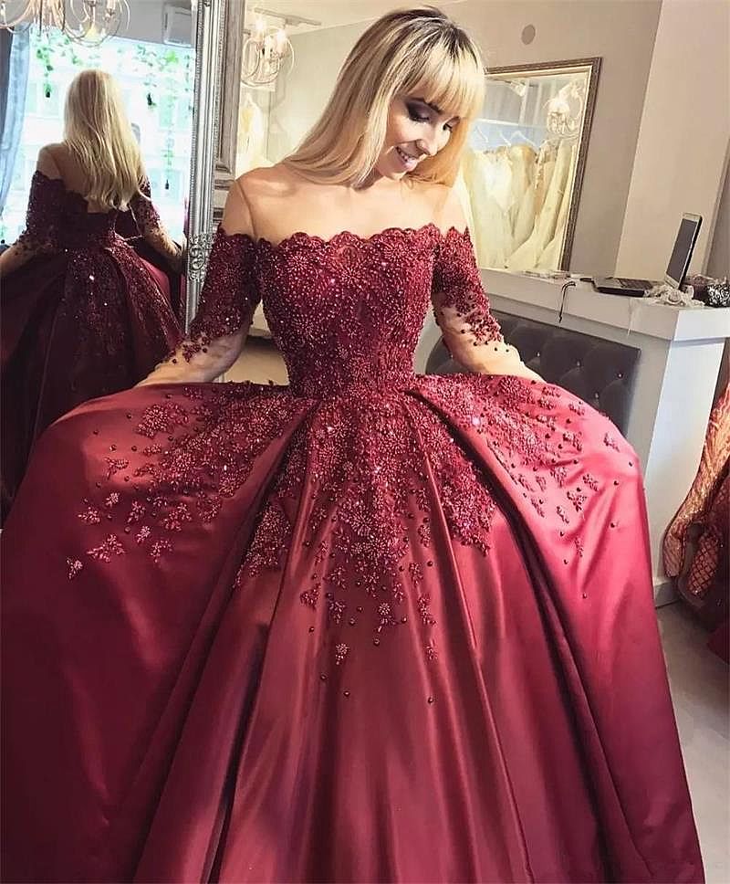 wine ball gown