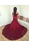 Off the Shoulder Red Sequined Evening Gowns