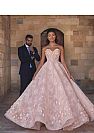 Sweetheart Pink Beaded Organza Prom Gown with Flowers